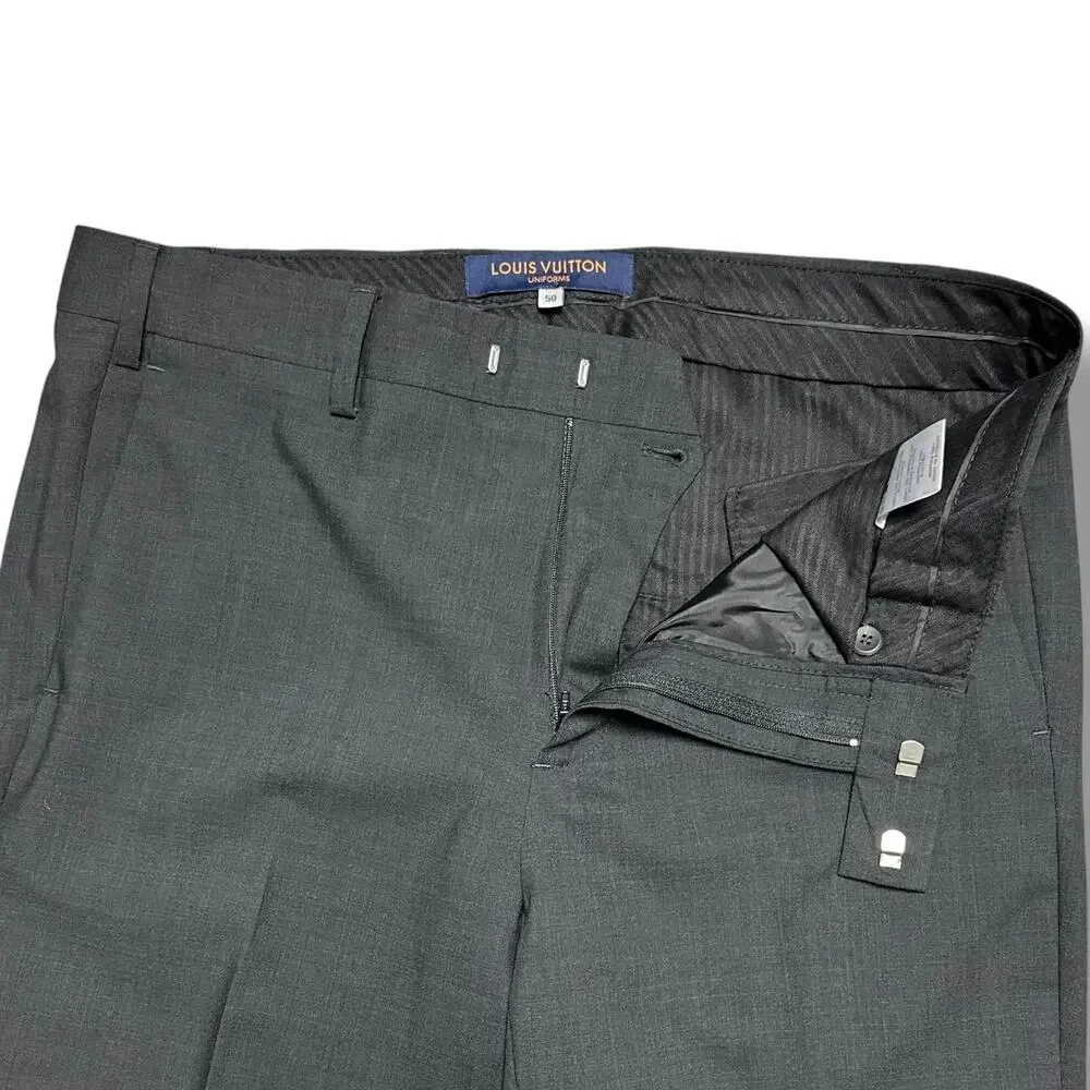 Louis Vuitton Uniforms Gray Wool Dress Pants Trousers Flat Front Sz 50 US 36x29